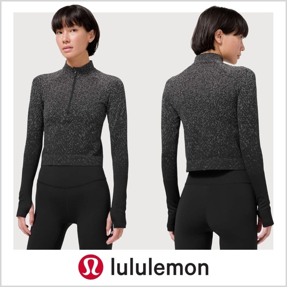 lululemon athletica Tops - Women's Lululemon Rest Less Cropped 1/2 Zip | Black-Gray | Sz: 10